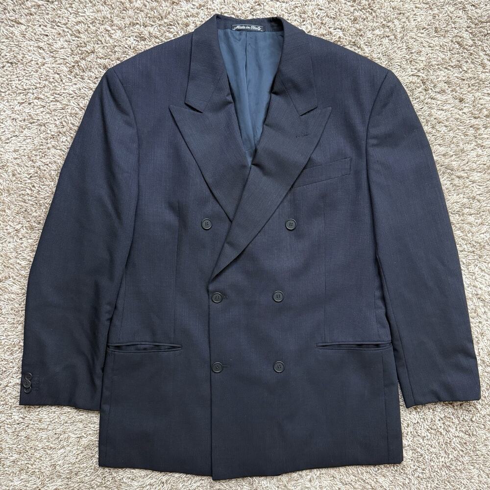 Giorgio Armani Wool Suit Jacket Peak Lapels Double Breasted 6 Button Size 42 R